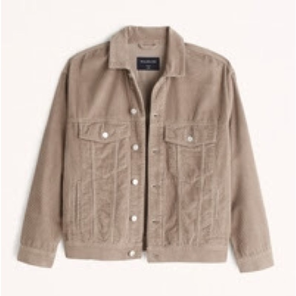Abercrombie & Fitch Oversized Corduroy Trucker Jacket, XS in Taupe